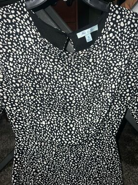 She + Sky Black and White Speckled Backless Fit-and-Flare Dress